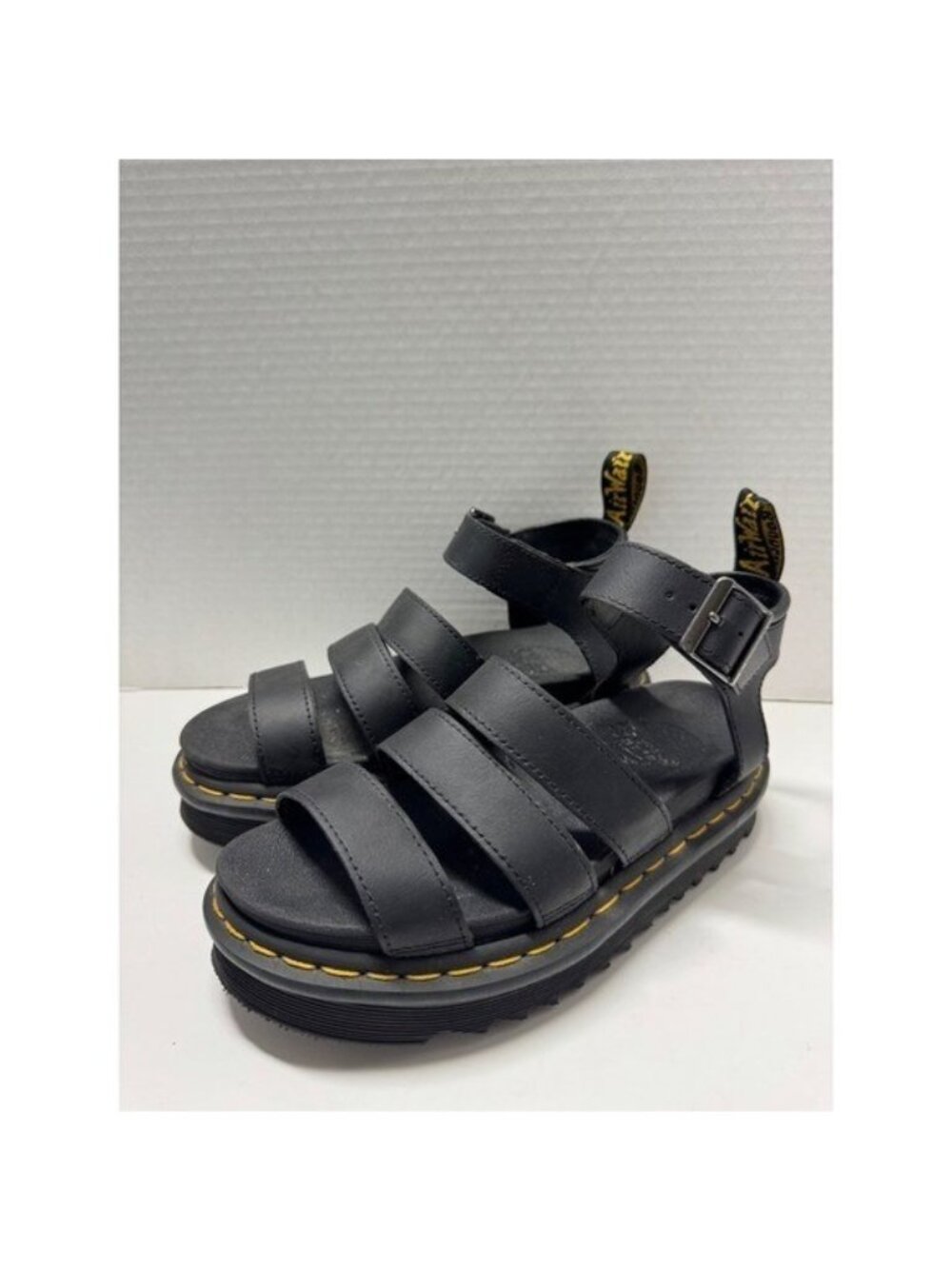 Dr. Martens Blaire Black Hydro Leather Platform Gladiator Sandals Womens 5